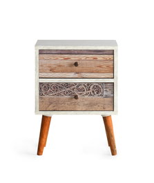 Hanah Home Mesilla de Noche Malmo Blanco y Nogal 40x55x35 cm